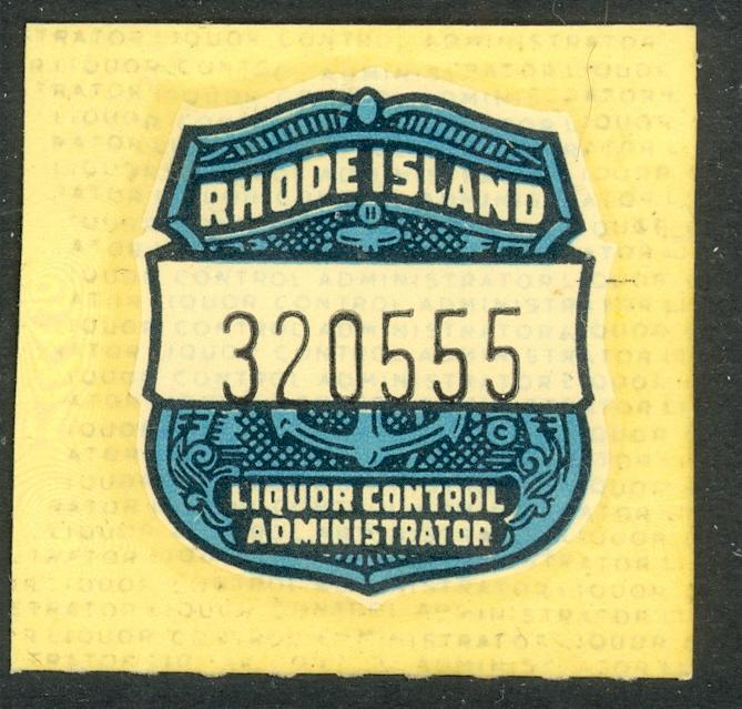 US STATE REVENUES RHODE ISLAND 1940s LIQUOR CERTIFICATE MNH TR.LS5