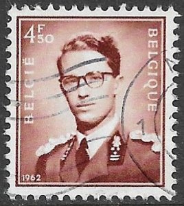 BELGIUM 1953-72 4.50fr Dark Red Brown King Baudouin Portrait Issue Sc 458 VFU