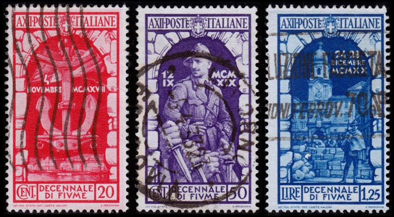 Italy Scott 316-318 (1934) Used F-VF, CV $9.70 B