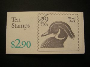 BK173, Scott 2484e, 29c Wood Duck, #4444, MNH Complete Booklet of 10