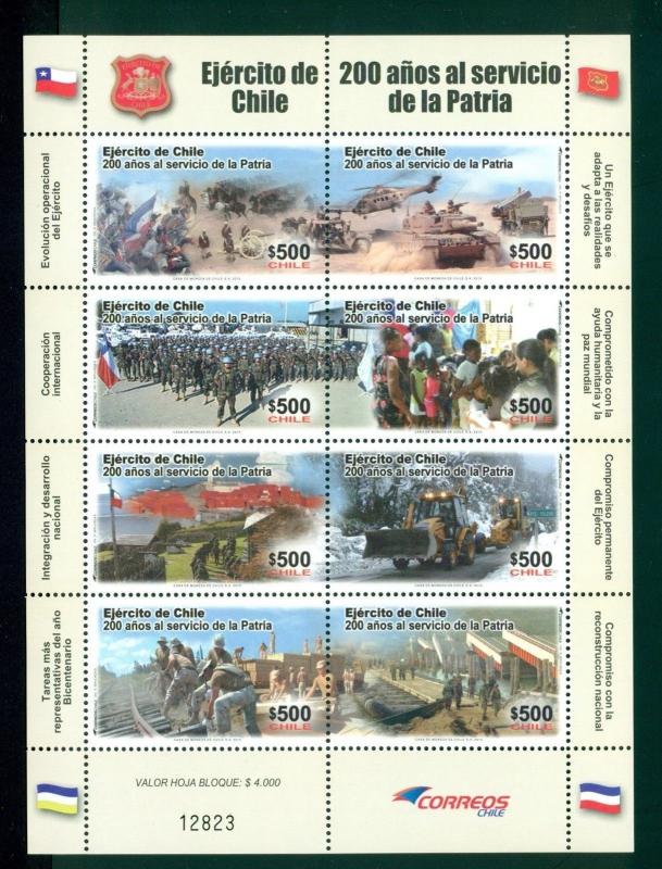 Chile Scott #1567 MNH Chilean Army Bicentenary MINISHEET CV$21+