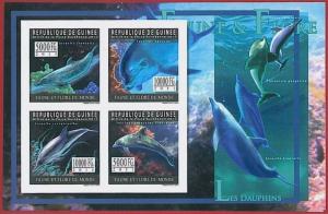 FRENCH GUINEA - ERROR, 2011 IMPERF SHEET: DOLPHINS, Marine life, Fauna and Flora