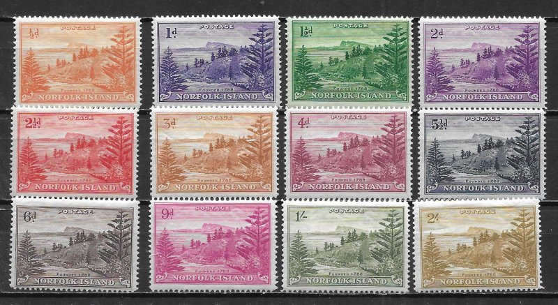 Norfolk Island 1-12 Ball Bay set Unused Hinged