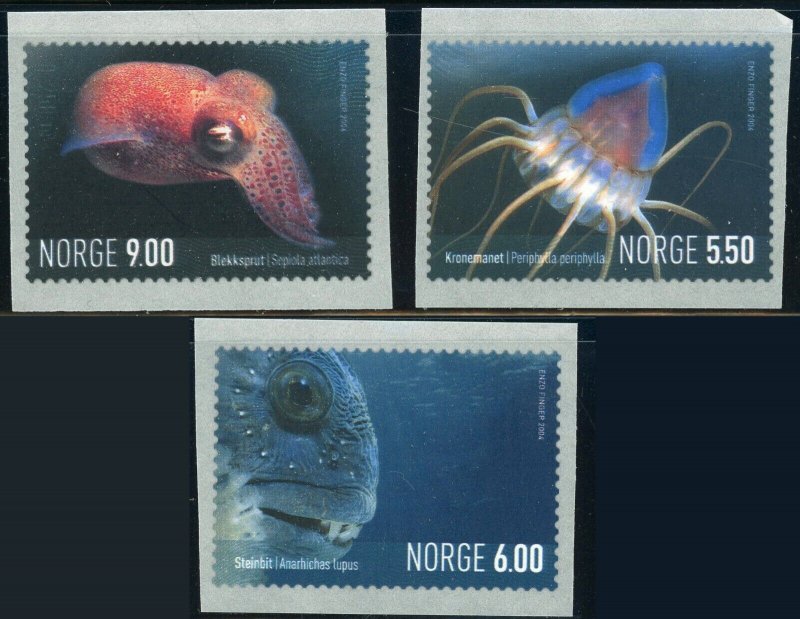 Norway #1389-1391 Marine Life Postage Stamps Self-Adhesive Europe 2004 Mint NH