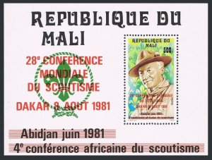 Mali 432, MNH. Michel 862 Bl.16. 28th World Scouting 1981. Lord Baden-Powell.