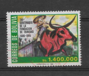 BOLIVIA 1986 300 ANNIVERSARY OF TRINIDAD REGION BULL DRESSAGE SC 733  USED