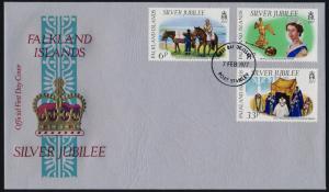 Falkland Islands 254-6 on FDC - Queen Elizabeth Silver Jubilee, Horse