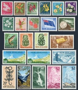 New Zealand 382-403 hinged,404 used. Flowers, Fish, Landscapes, 1968-1970.