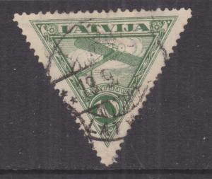 LATVIA, 1931, Air, Triangle, new watermark, perf. 11, 10s. Green, used.