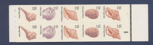 USA - Scott BK147 - MNH complete booklet plate #10 - twenty 22ct Sea Shells 1985