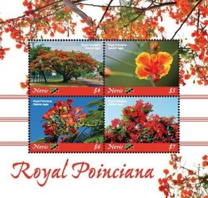 Nevis 2019 - Royal Poinciana Flowers - Sheet of 4 stamps - Scott #1985 - MNH