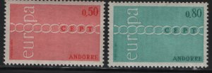 ANDORRA, FRENCH, 205-206, MNH, 1971 Europa issue