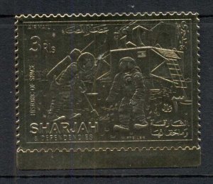 Sharjah 1970 Mi#706A History of Space Research, Gold foil embossed MUH