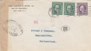 1917, New York, NY to Emmishoffen, Switzerland, Censored (C2090)