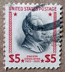 United States #834 $5 Calvin Coolidge USED (1938)