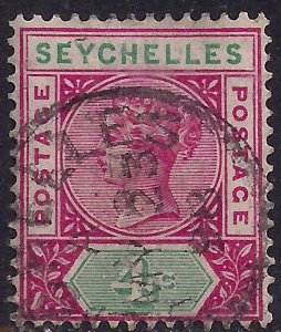 Seychelles 1890 - 92 QV 4ct Red & Green used SG 2 Die 1 ( E1397 )