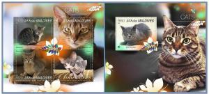 MALDIVES 2014 2 SHEETS mld14804ab CATS CHATS
