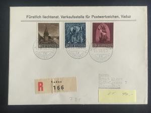 1957 Vaduz Liechtenstein First Day cover to Langenthal # 317-319 Comp Set FDC