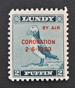 Great Britain Lundy Island local 1953 Coronation MNH 2 Puffin