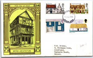 GREAT BRITAIN FIRST DAY COVER BRITISH ARCHITECTURE SET OF (4) AT BRIGHTON 1970