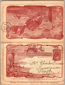 1905 Christchurch New Zealand Folded Letter Postcard Cover to Slough England