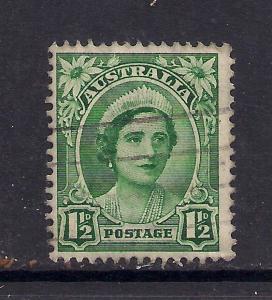 Australia 1942 KGV1  1 1/2d Green used stamp SG 204. - H789 