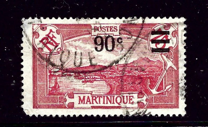 Martinique 123 Used 1927 surcharge  short corner perf