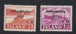 Iceland # B12-13, Surcharged Stamps, Mint Hinged, 1/3 Cat.