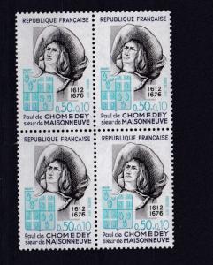 FRANCE  1972   S G  1951   50C  + 10  VALUE  BLOCK OF 4  MNH  NO F295