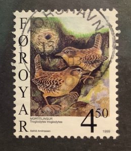 Faroe Island 1999 Scott 351 used - 4.50kr,  Birds, Eurasian Wren