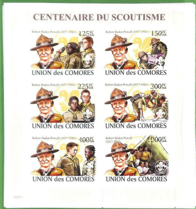 A0355 - COMOROS - ERROR MISSPERF  2008 SCOUTING Бойскаут R. Baden Powell