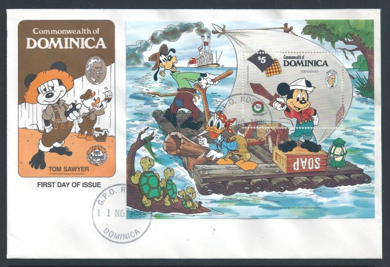 Dominica #924 (SS FDC) Disney - Mark Twain