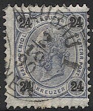 AUSTRIA 1890  Sc 59  24kr  Used VF NEUBAU / WIEN 1890 postmark/cancel