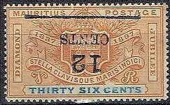 MAURITIUS 1902 12c on 36c orange and ultramarine - 41090