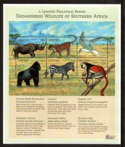 Lesotho 2000 - Endangered Animals - Sheet of 6 Stamps - Scott #1245 - MNH