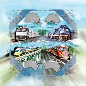 Solomon Islands - 2013 Trains - 4 Stamp Sheet - 19M-236