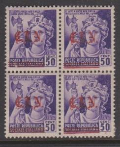 Italian Social Republic Sc#27 MNH Block of 4 CLN Overprint