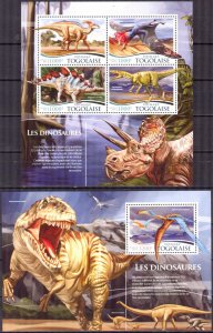 Togo 2015 Dinosaurs (2) sheet + S/S MNH