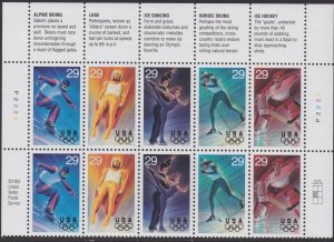 2811a Winter Olympics Plate Block MNH