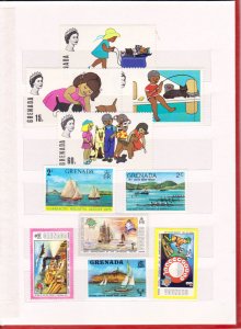 COLLECTION OF GRENADA STAMPS & M/S IN SMALL STOCK BOOK - 60 ITEMS