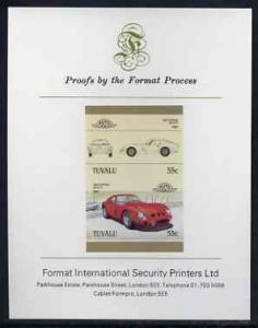 Tuvalu 1985 55c Ferrari imperf se-tenant proof pair mount...