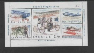 SWEDEN #1516 1984 SWEDISH AVIATION HISTORY MINT VF NH O.G S/S nn