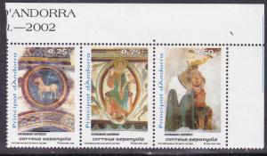 Spanish Andorra 2002 (3) Artistic Heritage Murals of Santa Coloma Church VF/NH