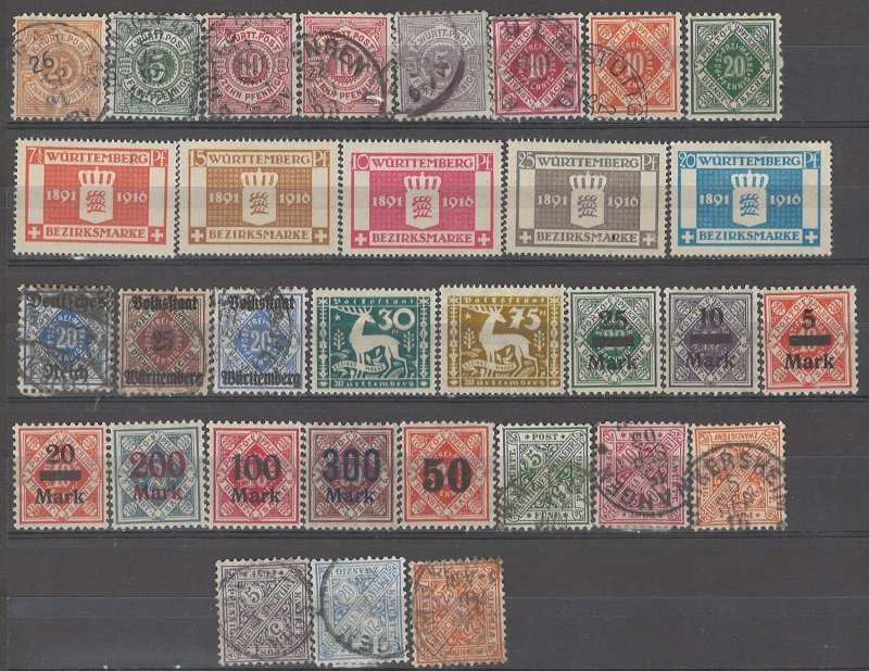 COLLECTION LOT # 5061 WURTTEMBERG 32 STAMPS 1875+ CV+$27