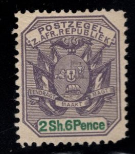 Transvaal Scott 174 MH* 2 shilling 6 pence coat of arms 1896 p12.5 stamp