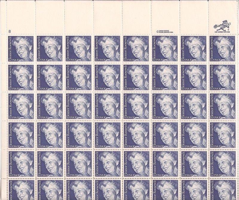 US Stamp - 1984 Eleanor Roosevelt - 48 Stamp Sheet -   #2105