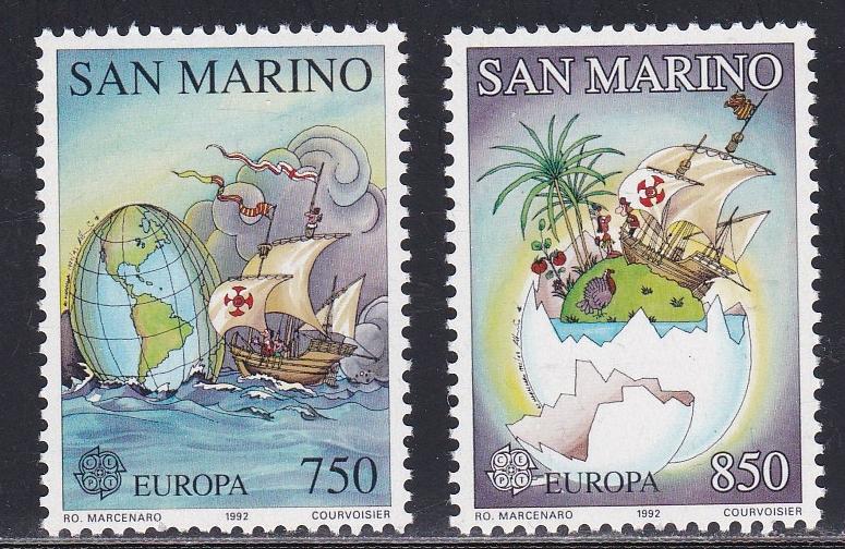 San Marino # 1264-1265, Discovery of America 500th Anniversary, NH, 1/2 Cat.