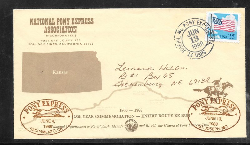 Just Fun Cover #2278 Sacramento - St Joseph Pony Express 128 Years Comm (my4429)