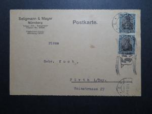 Germany 1922 Commercial Postcard w/ 75pf Germania Pair - Z10377