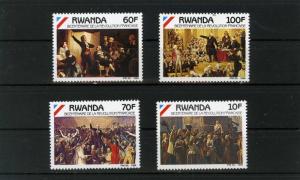 RWANDA 1990 PAINTINGS FRENCH REVOLUTION SET OF  4 STAMPS MNH